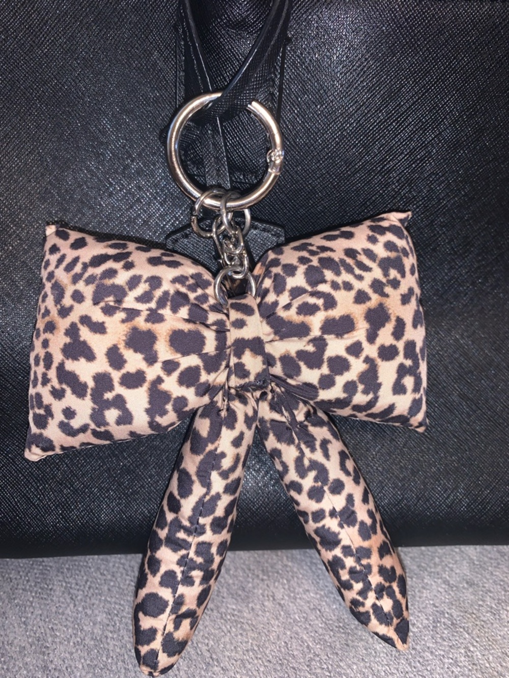 kate spade Cameron Street Candace Black Leather Satchel crossbody Leopard Charm - Picture 14 of 14